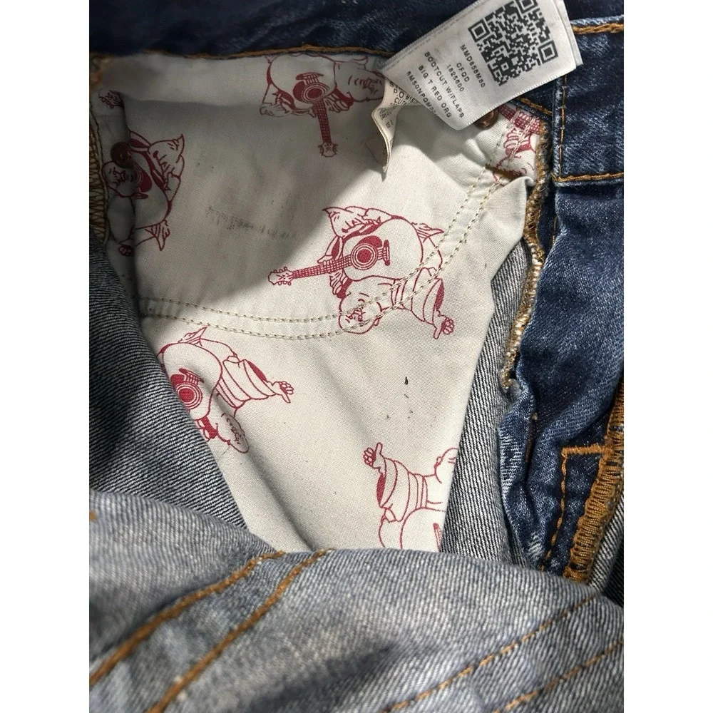 True Religion Big T Red Bootcut Distressed Gray/Blue Battleground 30 X 31 Jeans